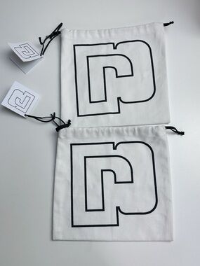 Paco Rabanne Canvas Dust Bag Drawstring Bag with Black Logo NWT Set of 2